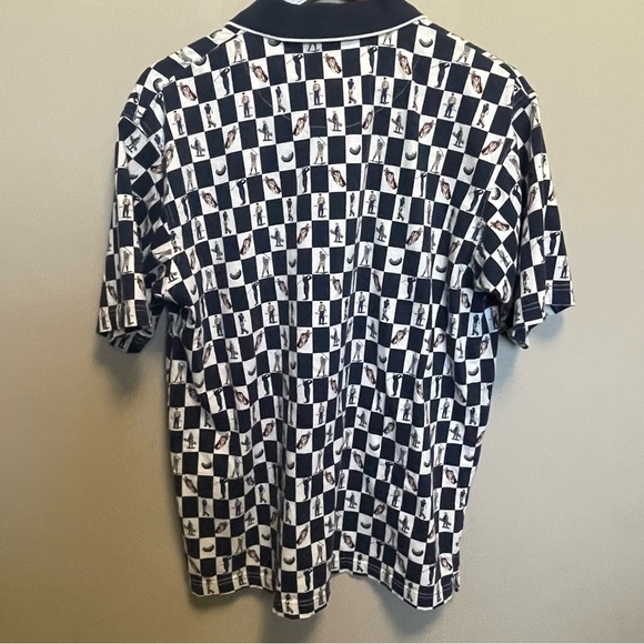 Vintage C.C. Sport Navy and White Patterned Golf Polo Shirt Men’s Large - Picture 6 of 8